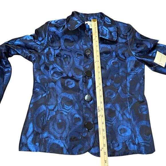 Laura Ashley Jacket Womens Size S Blue Black Iridescent Silky Event Occasion NWT - Picture 10 of 10